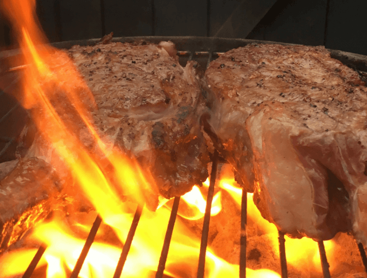 Tomahawk steak on the BBQ