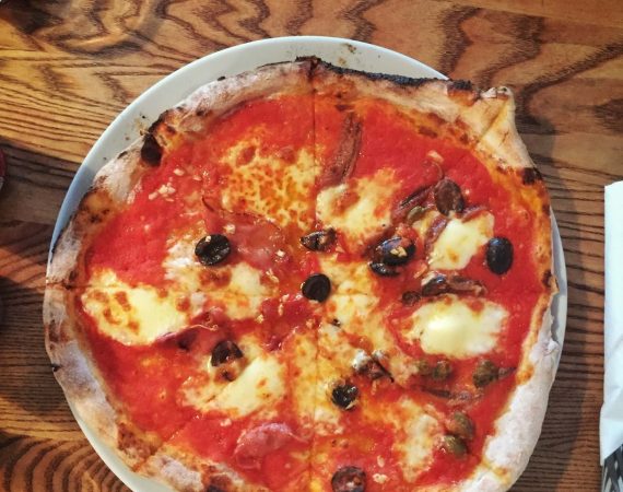 Pizza from Donnelli's Pizzeria from above
