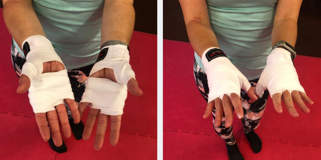 Bound hands for kickboxing