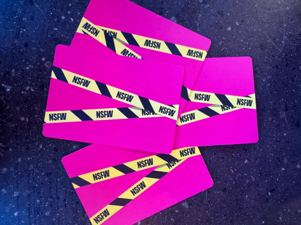 Not Safe Four Words Cards face down on a table