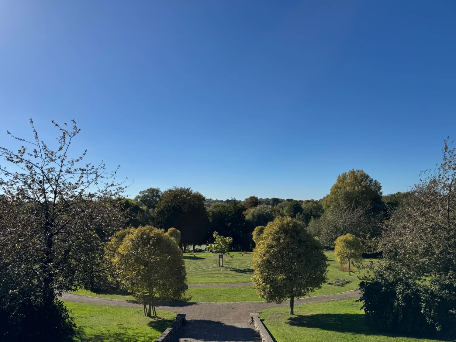 Wensum park norwich View over Wensum Park with trees and a blue sky