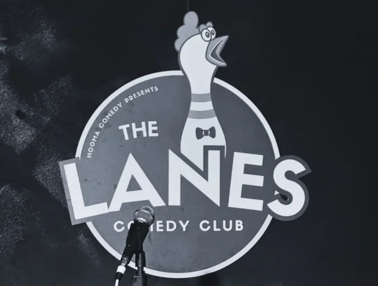 The Lanes Comedy Club Logo with microphone