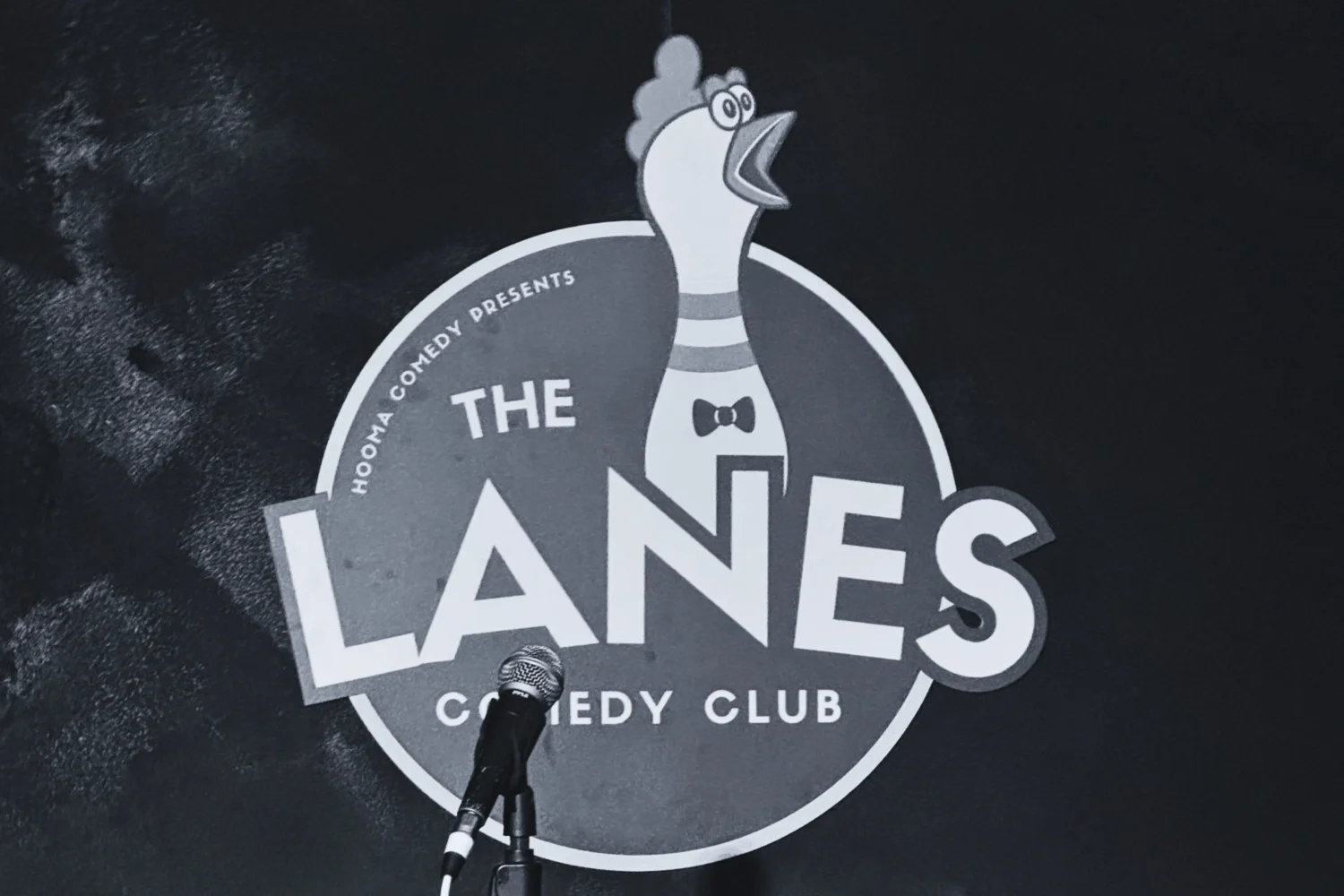 The Lanes Comedy Club The Lanes Comedy Club Logo with microphone